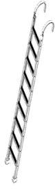Single straight Hook Ladder with section of side 57mm supported on 15mm square solid rod steps.