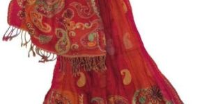 Wool Lycra Antique Beaded Scarf