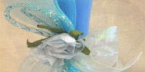 Inner Glass Blue Beautiful Candle Holder with Flower