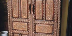 Teak Wood Bone Inlay Almirah