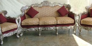 Teak Wood Silver Inlay Victorian  Sofa Set