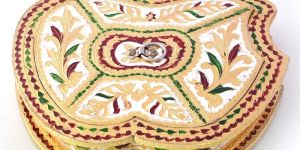 Golden Meenakari Work Apple Design Dryfruit Box