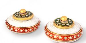 Jaipuri Golden Meenakari Suhaag Sindoor Box Pair 402