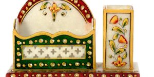 Meenakari Marble Pen Stand N Visiting Card Holder 381