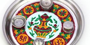 Meenakari Work Shubh Labh Fancy Kalash Pooja Thali 416