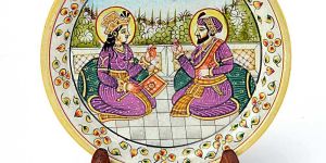 Mumtaj Shahjahan Gold Meenakari Marble Painting