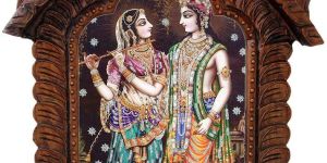 Radha Krishna Playing Flute Wooden Jharokha Gift 437