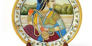 Rajasthani Princess Gold Meenakari Marble Painting