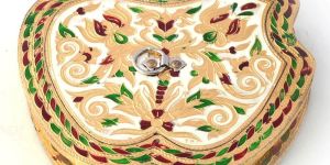 Stylish Apple Design Golden Meenakari Dryfruit Box