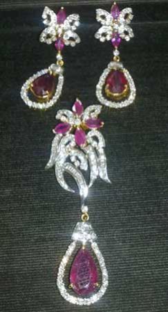 Ruby Diamond Pendant Set
