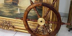 Antique Marine Captain Nautical Wheel Old Vintage Wood Helm Ship