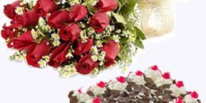 Red Roses with Cake