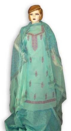 Machine Block Printed Suit (Light Green)