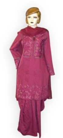 Machine Block Printed Suit (Mahroon)