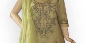 Machine Block Printed Suit (Parrot Green)