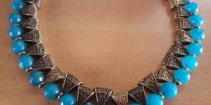 Semi Precious Blue Jade Stone Necklace