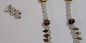 Semi Precious White Jade Stone Necklace Set