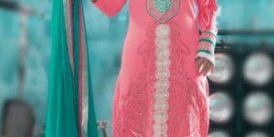 Latest Designer Party Wear Zari Resham Embroidered Dress