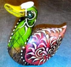 Wooden Embossed Painted Duck