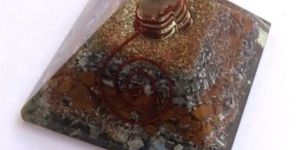 Yellow Jasper Orgone/ Orgonite Layer Aluminium Pyramid with Point
