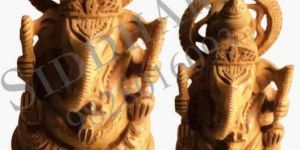 WOODEN CARVED GANESHA STATUE
