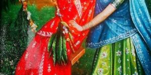 Rajasthani Ladies Playing Zula Oil Painting