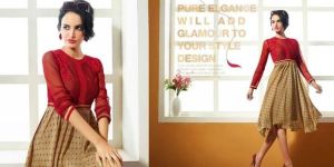 Ladies Red & Beige Kurti