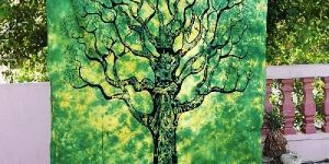 Tree of Life Green Indian Mandala Tapestry Wall Hanging