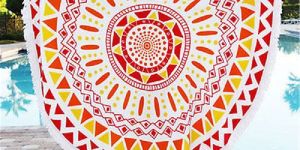 Yellow New Design Mandala Round Tapestry Floral Beach Throw Towel