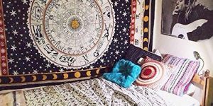 Zodiac Print Indian Mandala Tapestry Wall Hanging