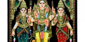 Murugan, Valli & Deivanai Tanjore Paintings