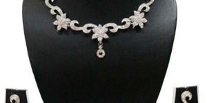 Zaveri Pearls Lily Flower Diamond Necklace Set