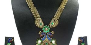 Zaveri Pearls Long Gorgeous Peacock Necklace Set