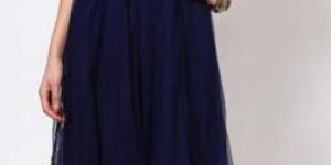 Sleeve-less Solid Navy Blue Kurti