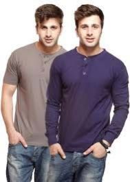 Mens Button Neck T Shirts
