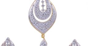 Designer American Diamond  Pendan with Earring Set