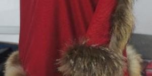 Red Silk Pashmina Fur Shawls