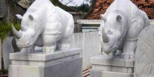 Marble Rhino Statues