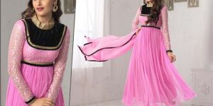 Pink Velvet Anarkali Suits