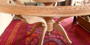 Walnut Wood Handcrafted Circular Table
