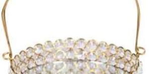 Brass and Crystal Basket with Handle