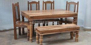 DINING TABLE WITH 4 CHAIR & 1 BENCH