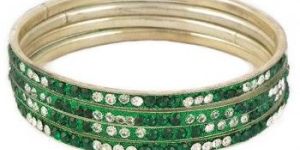 Set of Dark Green and White Stone Bangles