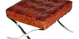 ' X 'Shaped leather ottoman