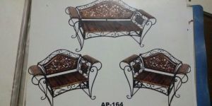 Wrought Iron Wooden Sofa Chair