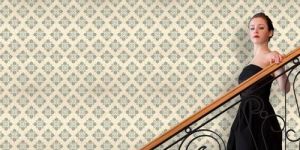 Abstract Design Beige Printed Wallpaper