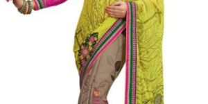 Yellow Color Printed Fancy Georgette Saree with Blause