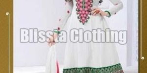 White Party Wear Anarkali Suit