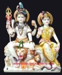 Marble Shiv Parvati Statue