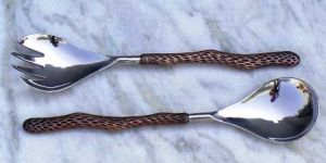 Steel Brass Handle Copper Finish Salad Set